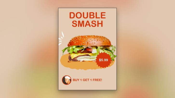 Póster publicitario para restaurante de hamburguesas