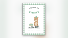 Póster de bienvenida de cumpleaños con animales en acuarela