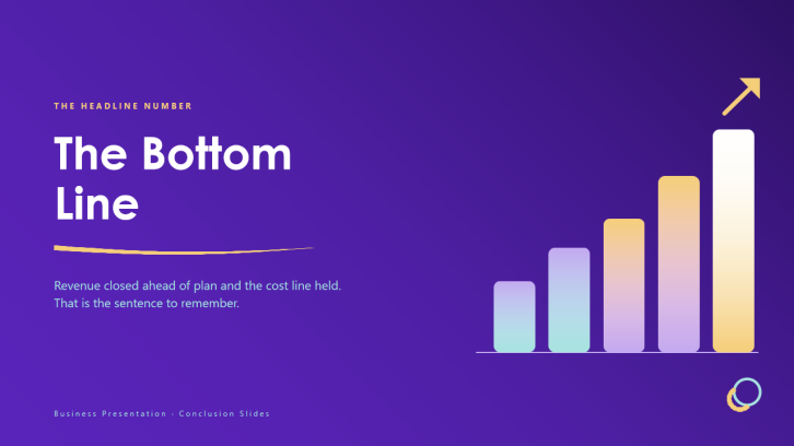 Northstar Growth Review bottom line slide with rising bar chart