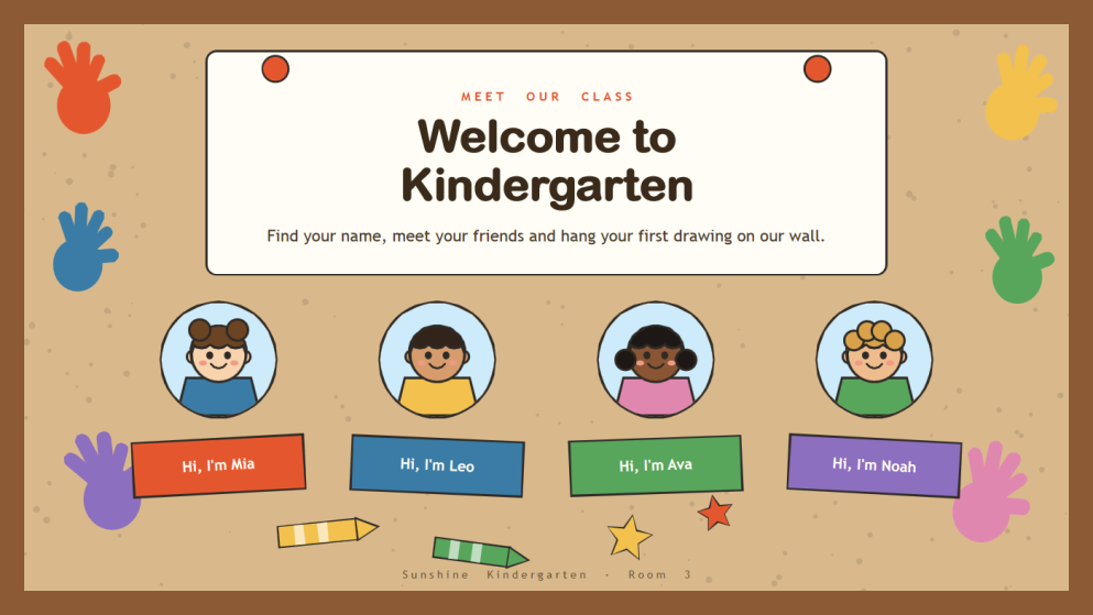 Kindergarten Welcome Page for PPT