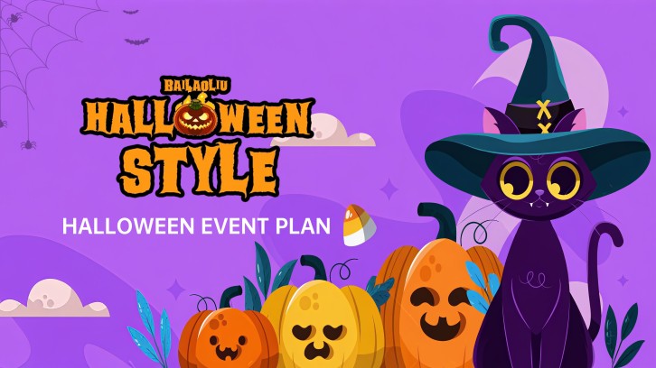 Free Black Cat Halloween Illustration PowerPoint Template