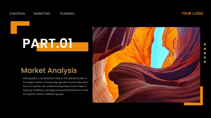 Northstar Gear market analysis section running example slide