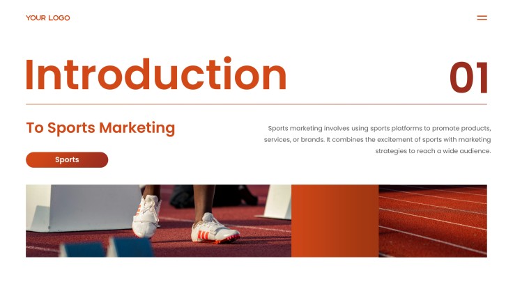 StridePeak campaign introduction slide with running imagery and summary text
