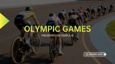 活気に満ちたオリンピックゲームプレゼンテーションテンプレート：黄色と緑