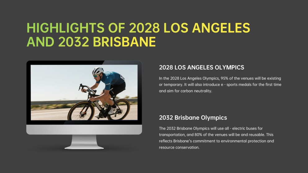 活気に満ちたオリンピックゲームプレゼンテーションテンプレート：黄色と緑