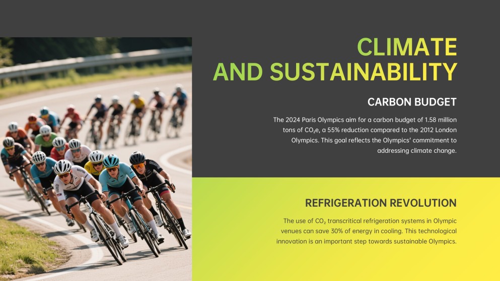 活気に満ちたオリンピックゲームプレゼンテーションテンプレート：黄色と緑