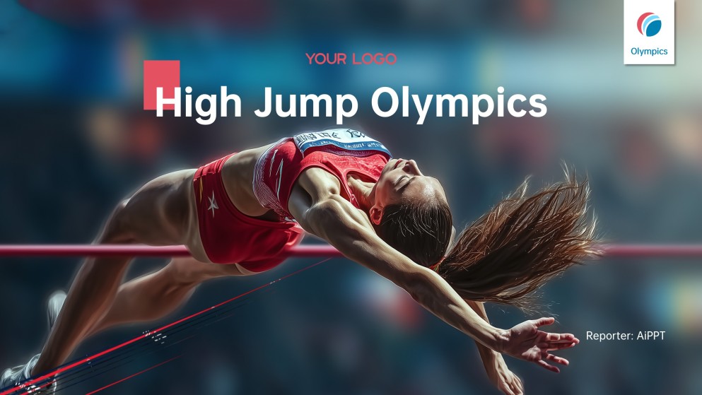 Free Olympic Games PowerPoint Template: Minimalist High Jump