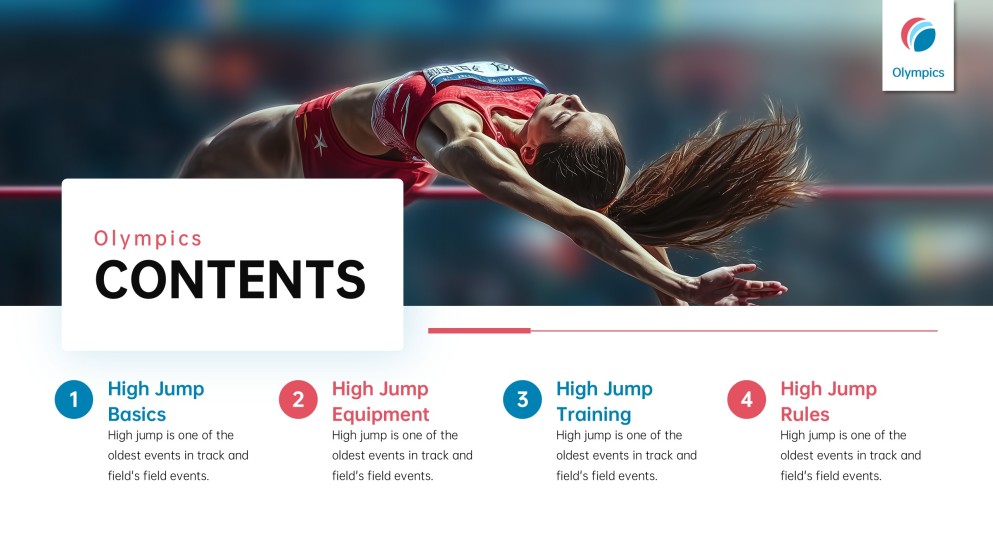 Free Olympic Games PowerPoint Template: Minimalist High Jump