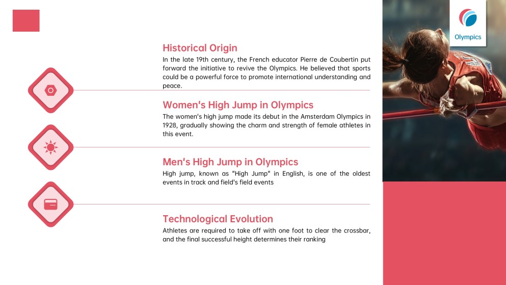 Free Olympic Games PowerPoint Template: Minimalist High Jump