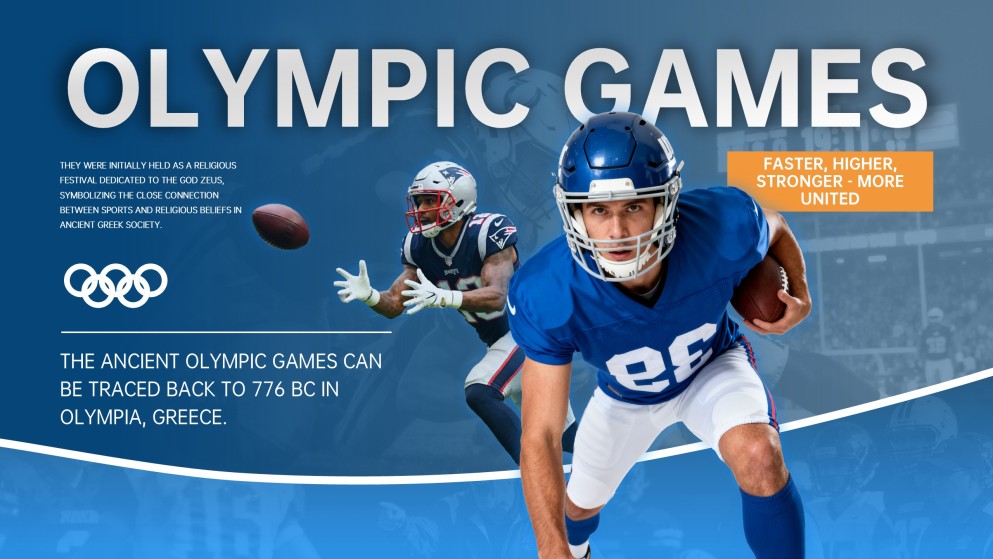 Plantilla PPT de Juegos Olímpicos Profesionales: Estilo Azul y Naranja