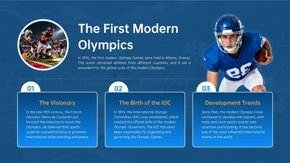 Plantilla PPT de Juegos Olímpicos Profesionales: Estilo Azul y Naranja