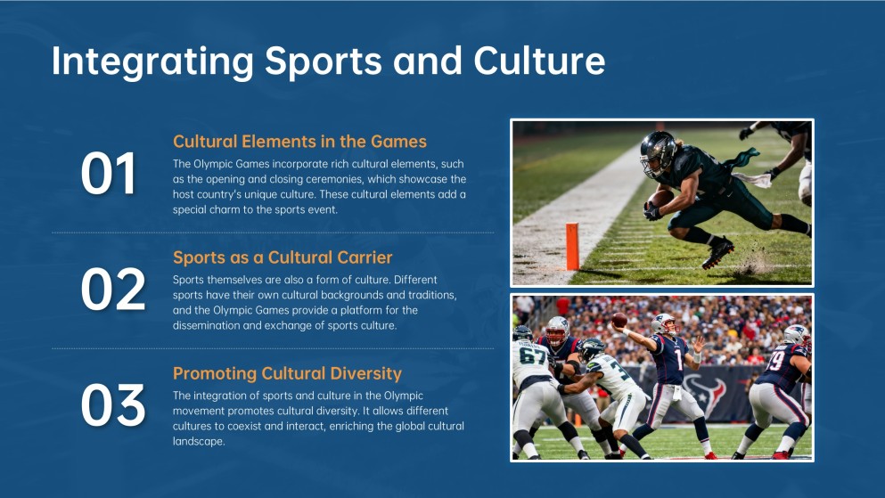 Plantilla PPT de Juegos Olímpicos Profesionales: Estilo Azul y Naranja