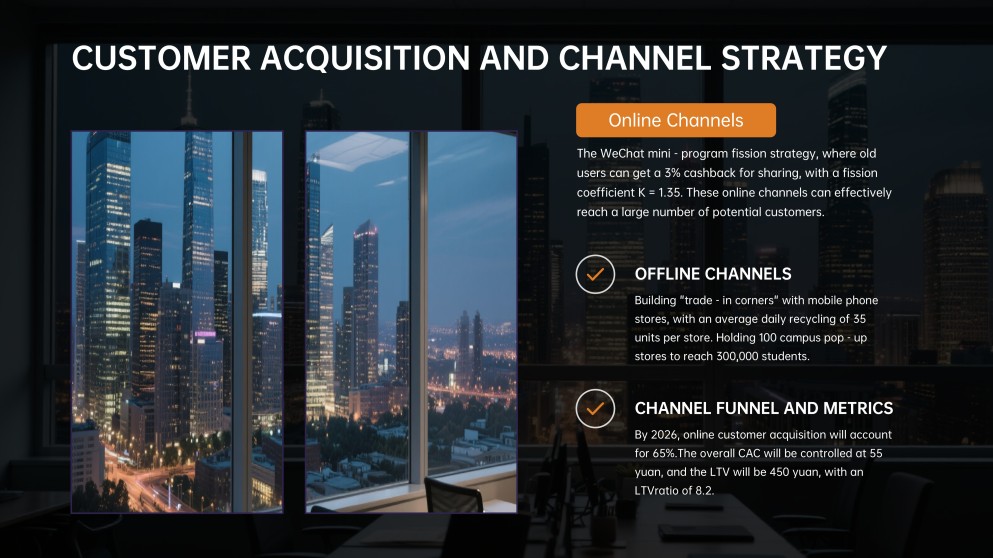 Template PowerPoint Kasus Bisnis Modern Hitam dan Oranye