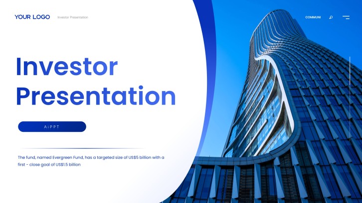Free Google Slides Investor Pitch Deck Template: Blue Minimalist