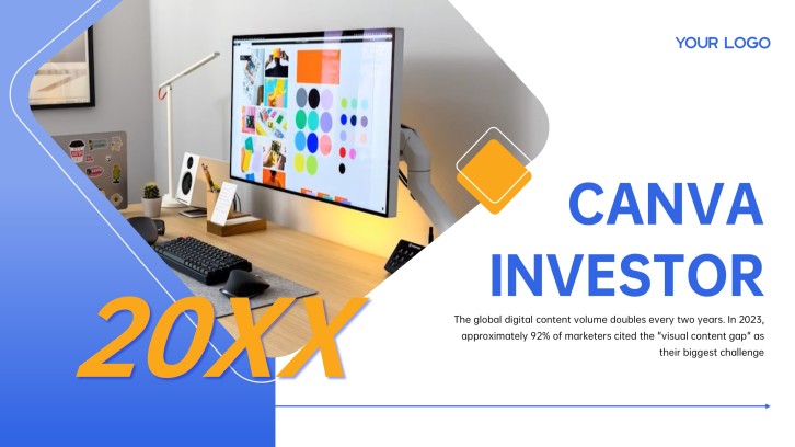 Free Blue Canva Pitch Deck Template for Investor Presentations