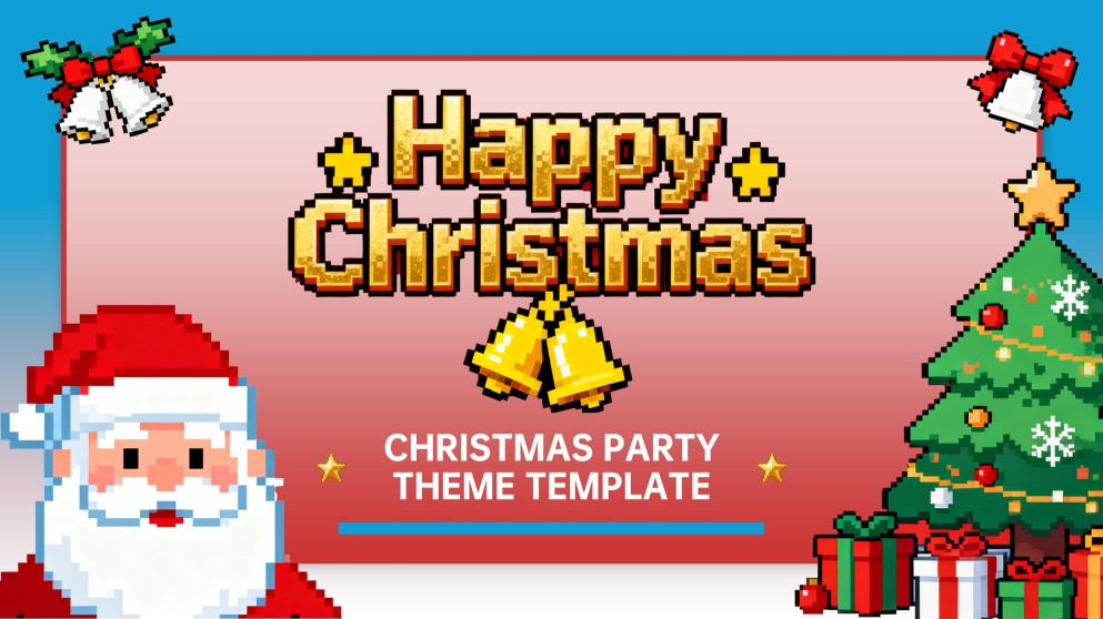 Plantilla de PowerPoint de Fondo de Navidad en Pixel Art
