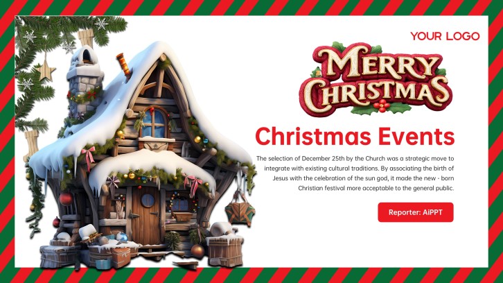 Plantilla de borde de PowerPoint de Navidad 3D gratis en rojo y verde