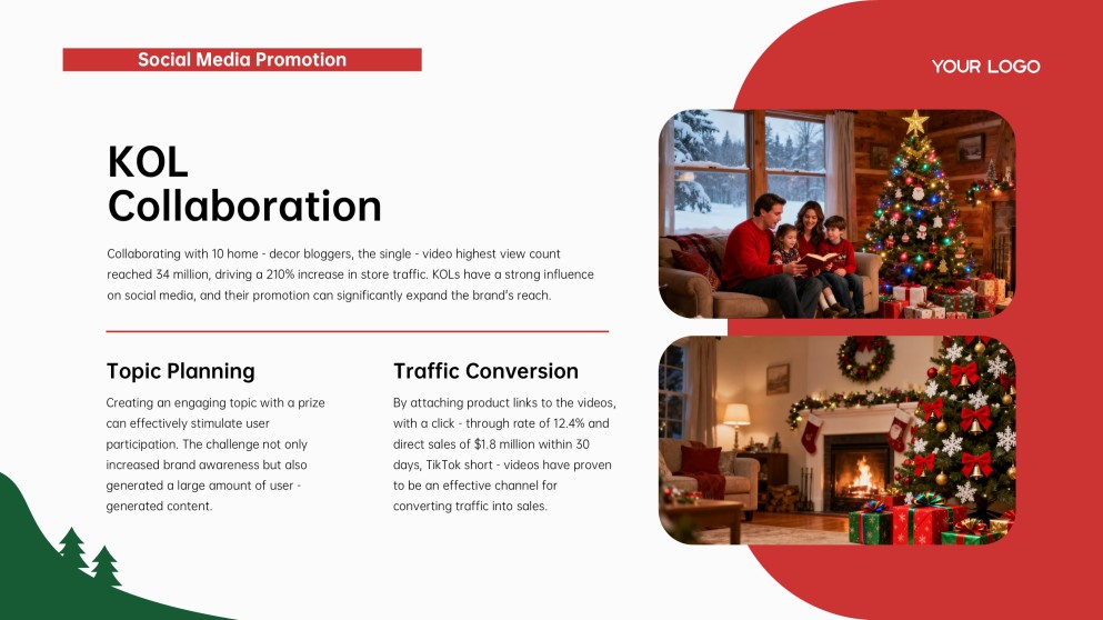 แม่แบบ PowerPoint ต้นคริสต์มาสมินิมอลฟรี & Google Slides
