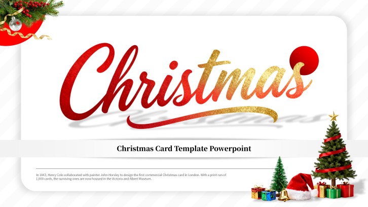 白いミニマリストクリエイティブスタイルクリスマスカードテンプレートPowerPoint