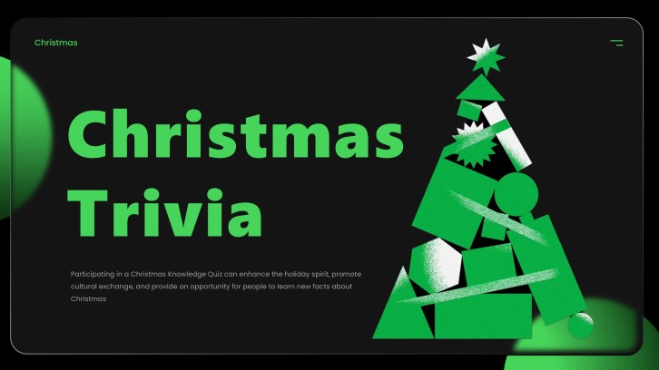 Green and Black Minimalist Christmas Trivia PPT Template