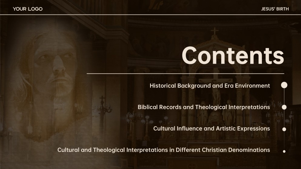 Plantilla de fondo de PPT de Natividad minimalista marrón