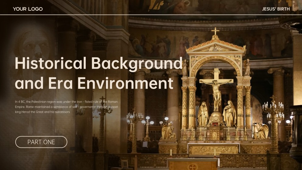 Plantilla de fondo de PPT de Natividad minimalista marrón