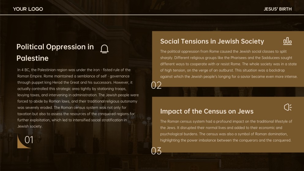 Plantilla de fondo de PPT de Natividad minimalista marrón