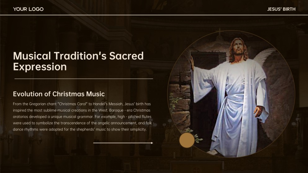 Plantilla de fondo de PPT de Natividad minimalista marrón