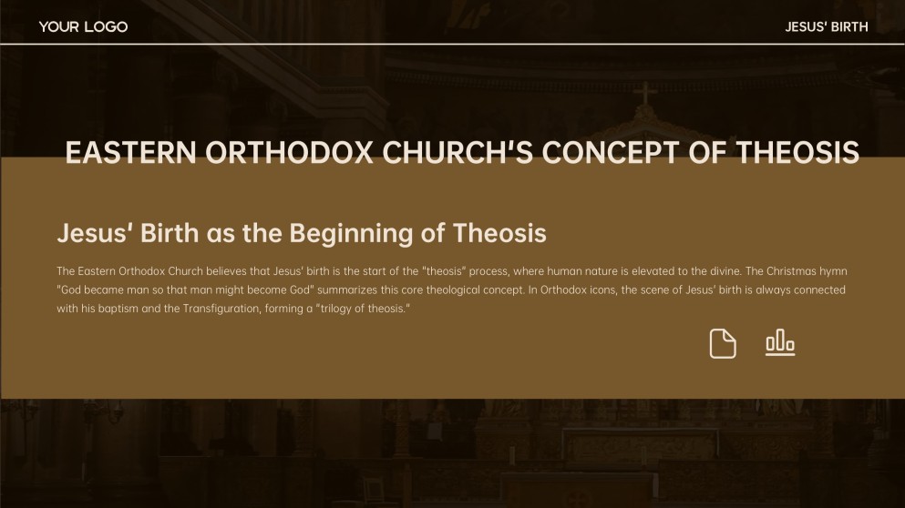 Plantilla de fondo de PPT de Natividad minimalista marrón