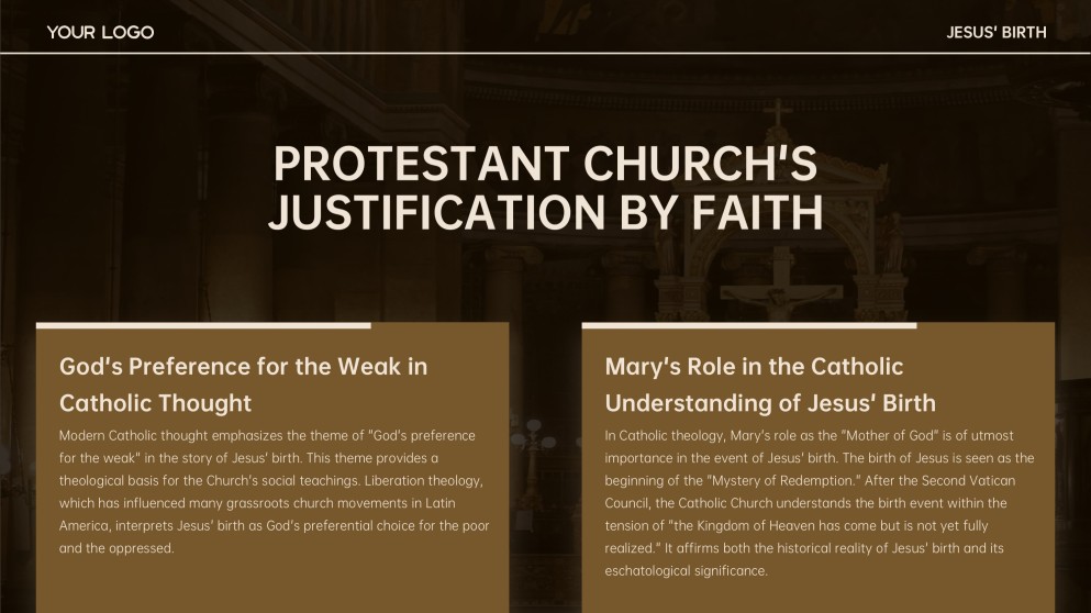 Plantilla de fondo de PPT de Natividad minimalista marrón