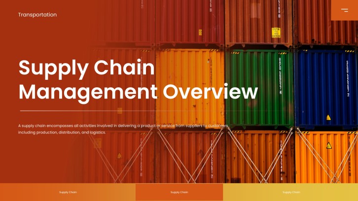 Rote einfache Geschäfts-Supply-Chain-Management-Übersicht PPT-Vorlage
