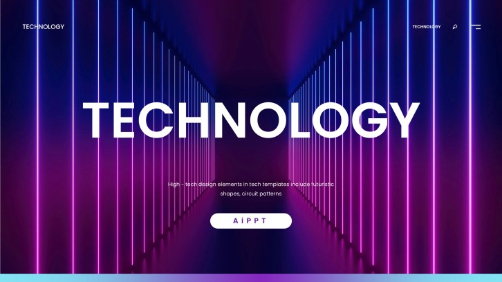 青と紫のビジネステクノロジーPowerPointプレゼンテーションテンプレート