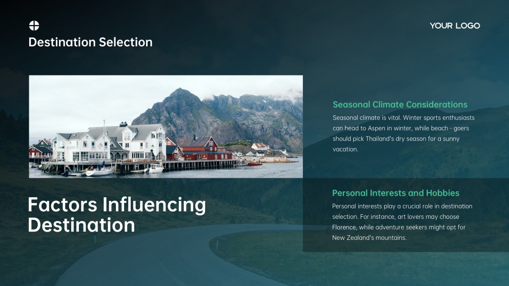 Template Tema Google Slide Perjalanan Minimalis Biru Hijau