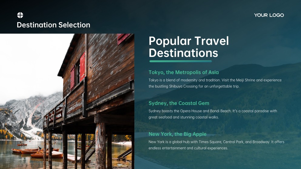 Template Tema Google Slide Perjalanan Minimalis Biru Hijau