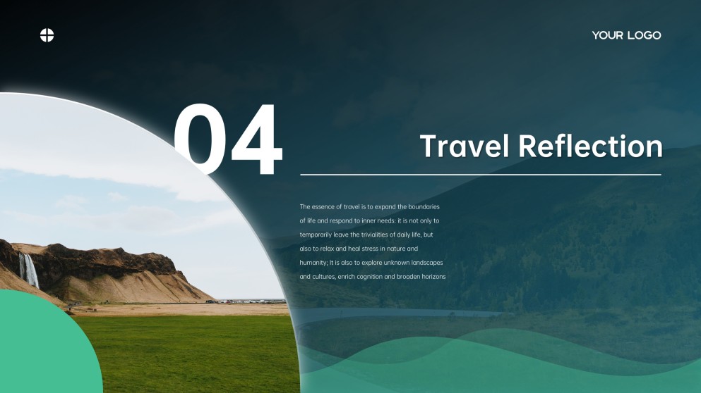 Template Tema Google Slide Perjalanan Minimalis Biru Hijau