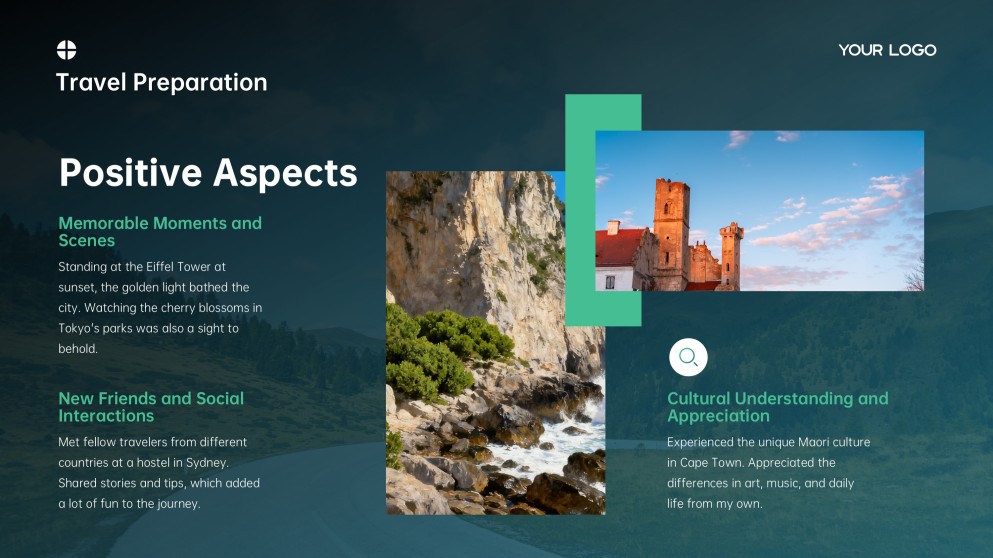 Template Tema Google Slide Perjalanan Minimalis Biru Hijau
