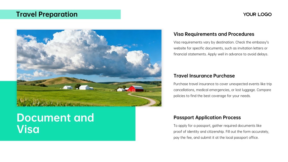 Green Minimalist Business Travel PPT Template