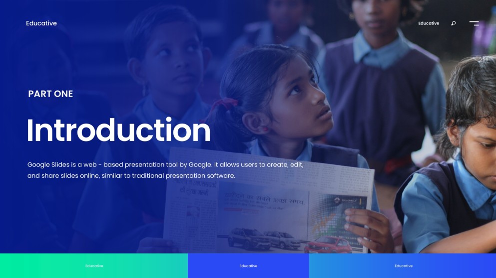 Blue Minimalist Style Educative Google Slides for Assignments Template