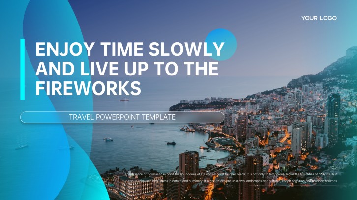 Blue Minimalist Business Style Travel PowerPoint Template
