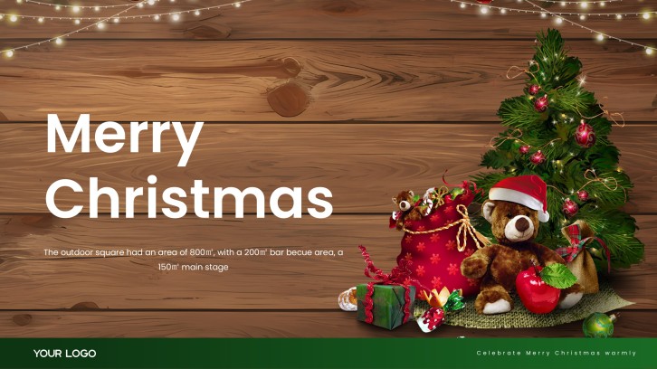 Libreng Template ng Imbitasyon sa Pasko PowerPoint: Berde at Masayang Estilo