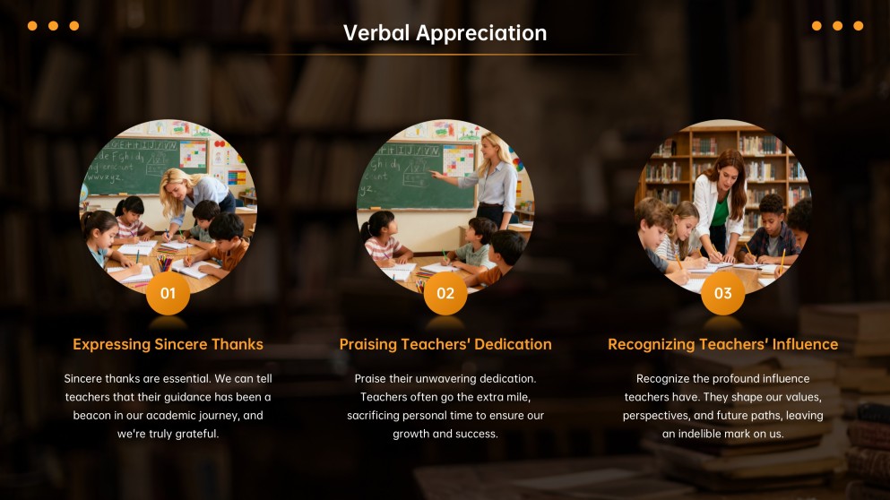 Orange Warm Teacher's Day Appreciation Presentation Template