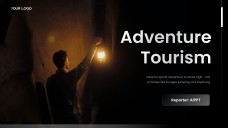 Schwarz-Weiß Minimalistischer Stil Abenteuer Tourismus PPT Vorlage