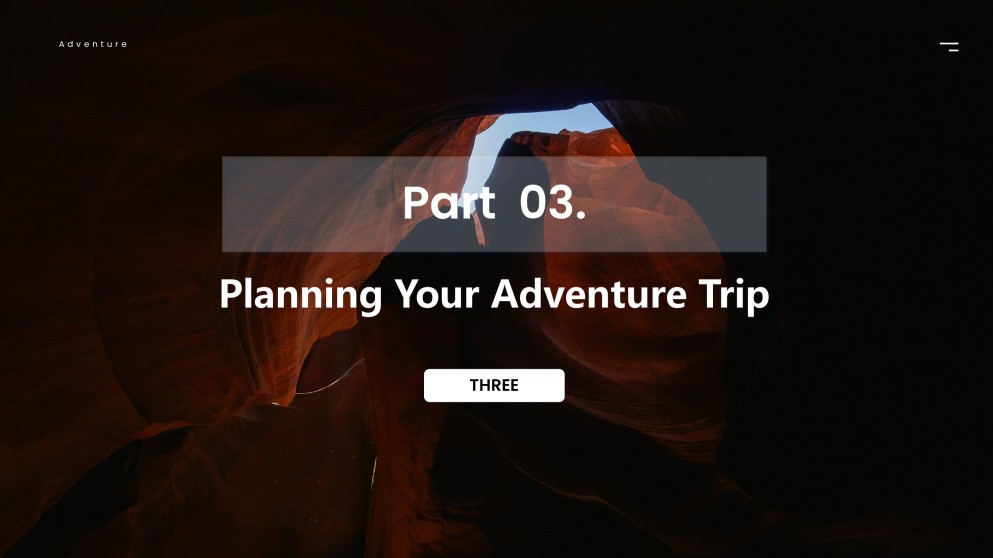 Schwarz-Weiß Minimalistischer Stil Abenteuer Tourismus PPT Vorlage