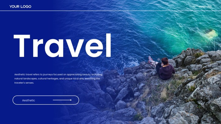 Blue Minimalist Style Aesthetic Travel PPT Template