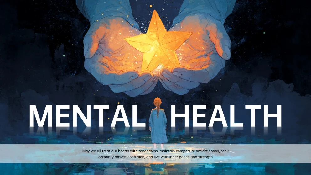 Blue and Orange Creative Mental Health PPT Template