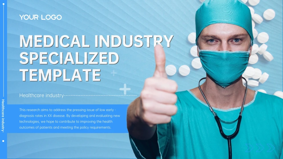 High-End Minimalist Blue Medical PowerPoint Template