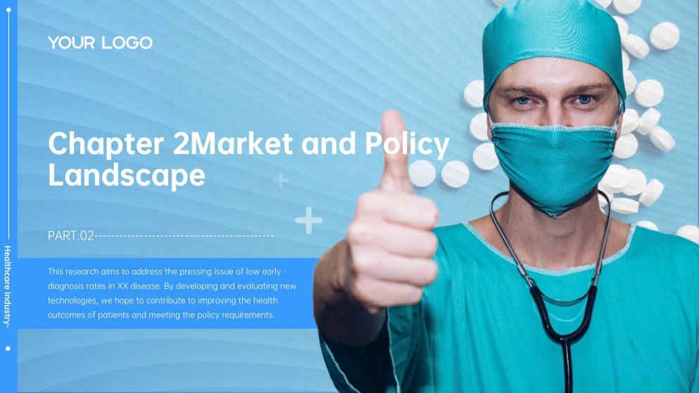 高級ミニマリストブルーメディカルパワーポイントテンプレート