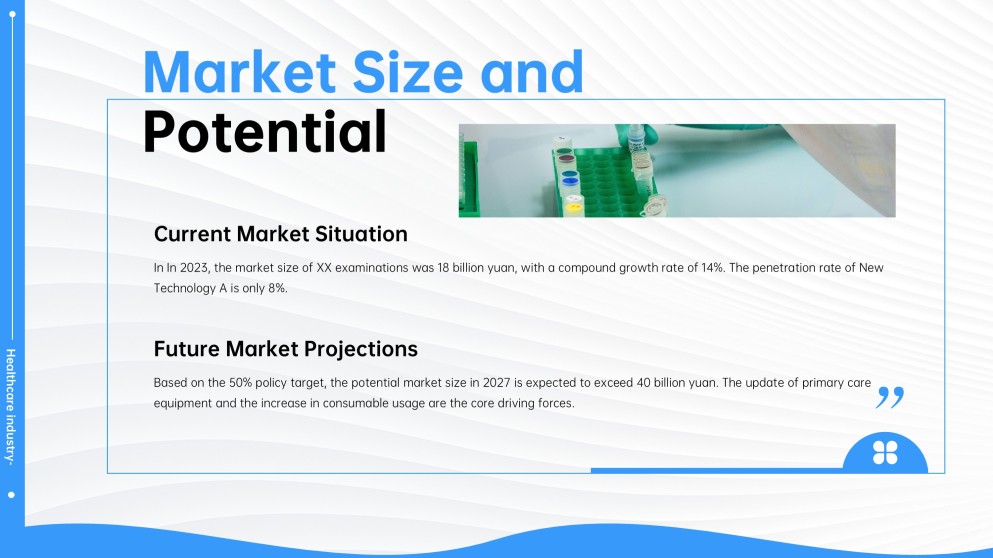 高級ミニマリストブルーメディカルパワーポイントテンプレート