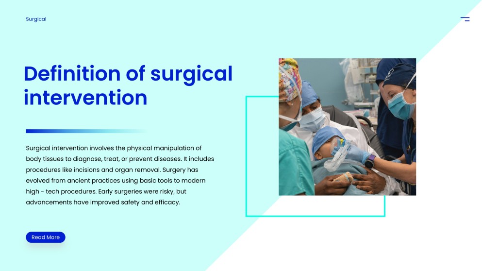 Синий минималистичный шаблон презентации для хирургии