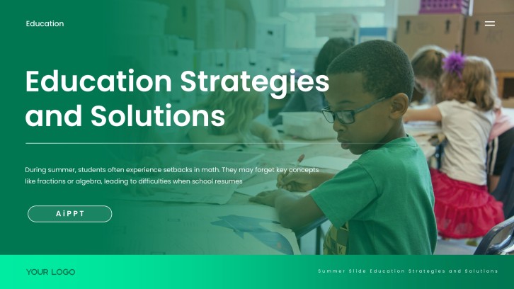 Green Minimalist Summer Slide Education Presentation Template